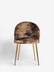 Set of 2 Leopard Print Opulent Velvet Newman Gold Effect Leg Dining Chairs - Image 3 of 7