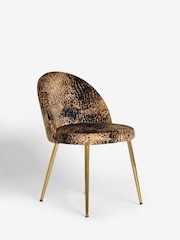 Set of 2 Leopard Print Opulent Velvet Newman Gold Effect Leg Dining Chairs - Image 4 of 7