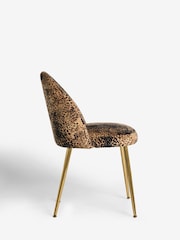 Set of 2 Leopard Print Opulent Velvet Newman Gold Effect Leg Dining Chairs - Image 6 of 7