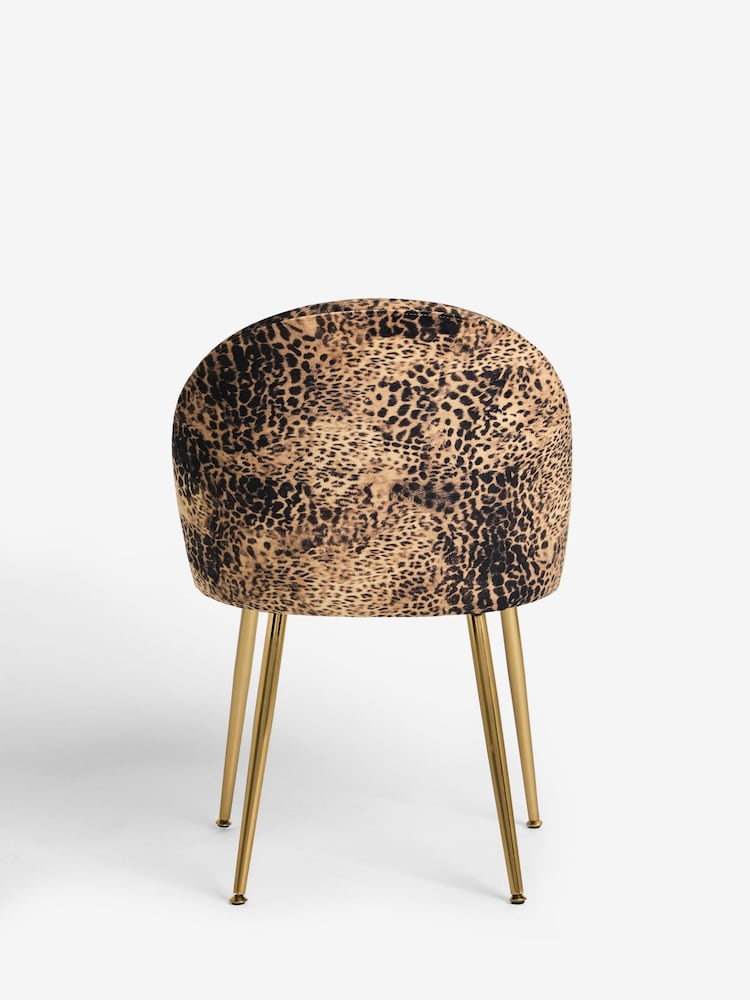 Set of 2 Leopard Print Opulent Velvet Newman Gold Effect Leg Dining Chairs - Image 7 of 7