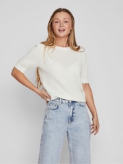 VILA White Puff Sleeve Textured Lightweight Jumper - Image 3 of 7