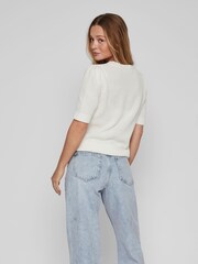 VILA White Puff Sleeve Textured Lightweight Jumper - Image 4 of 7