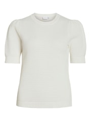 VILA White Puff Sleeve Textured Lightweight Jumper - Image 6 of 7