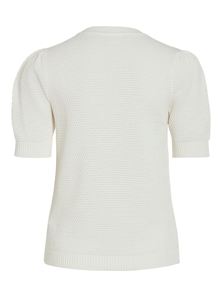 VILA White Puff Sleeve Textured Lightweight Jumper - Image 7 of 7