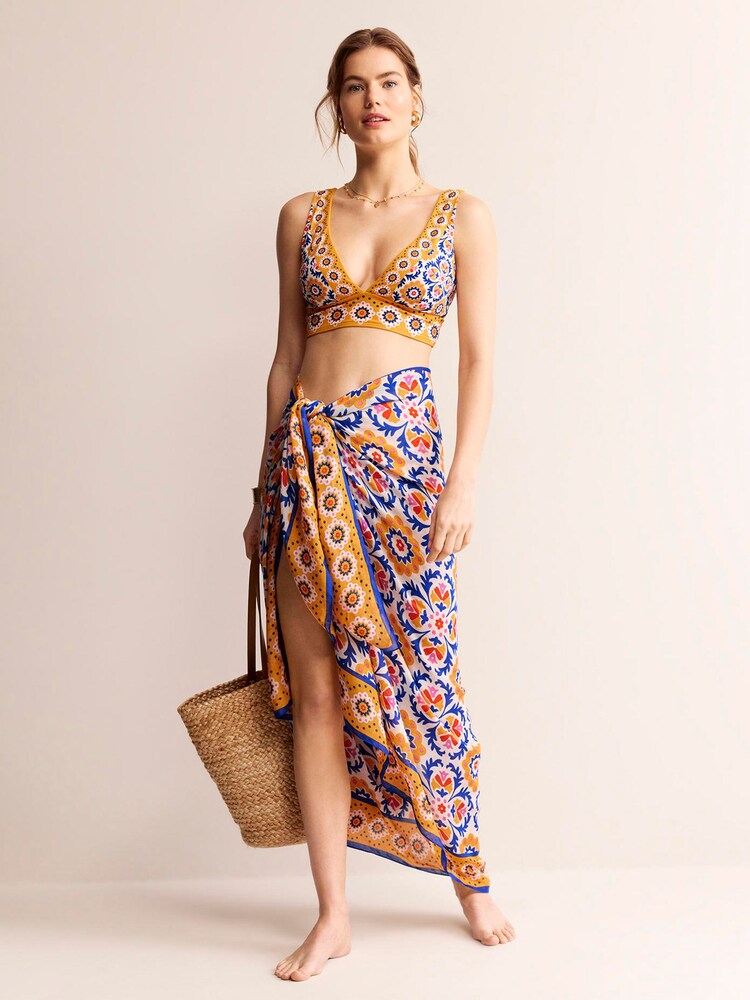 Boden Yellow Printed Sarong Scarf - Image 1 of 4