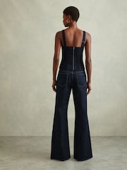 Reiss Navy Mirabelle Linen Corset Vest - Image 4 of 5