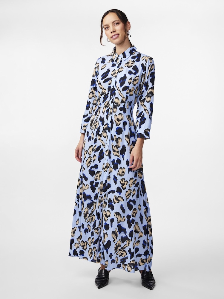 Y.A.S Blue Maxi Shirt Dress - Image 1 of 3