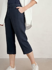 Seasalt Cornwall Blue 100% Linen Brawn Point Crop Trousers - Image 1 of 5