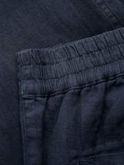 Seasalt Cornwall Blue 100% Linen Brawn Point Crop Trousers - Image 5 of 5