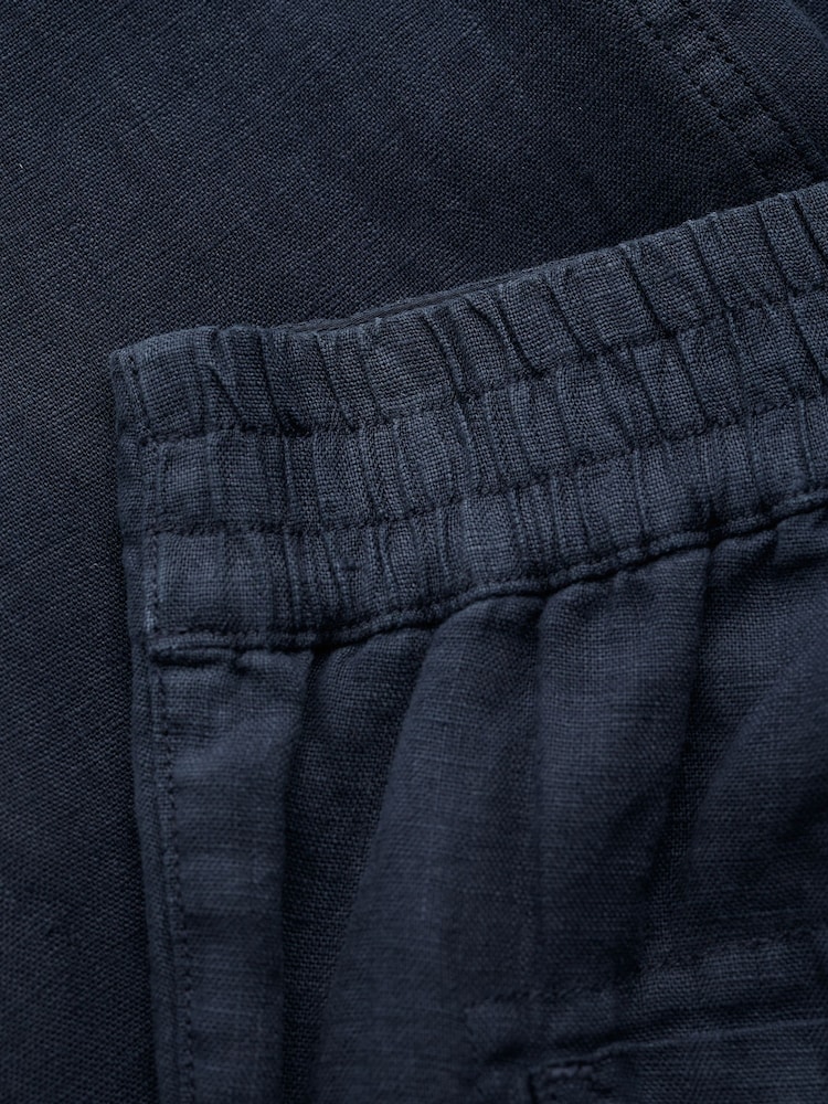 Seasalt Cornwall Blue 100% Linen Brawn Point Crop Trousers - Image 5 of 5
