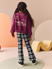 Burgundy Red Graphic Sweatshirt And Check Flare Leggings Set (3-16yrs) - Image 3 of 8