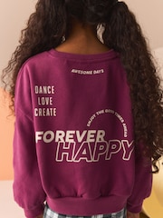 Burgundy Red Graphic Sweatshirt And Check Flare Leggings Set (3-16yrs) - Image 5 of 8
