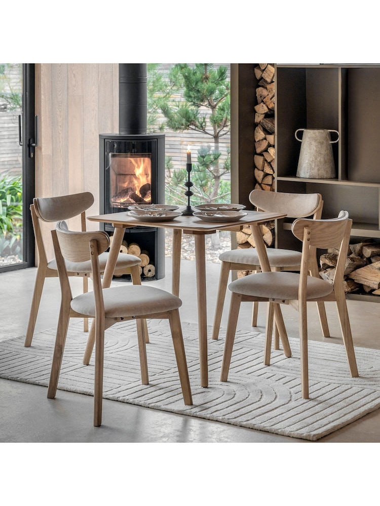 Gallery Home Natural Temara Oak Style 4 Seater Square Dining Table - Image 1 of 4