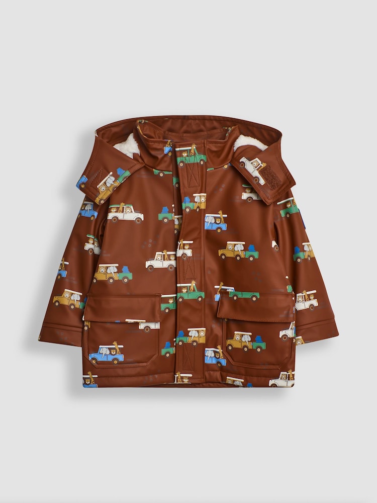 JoJo Maman Bébé Brown Safari Cosy Waterproof Jacket - Image 1 of 3