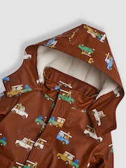 JoJo Maman Bébé Brown Safari Cosy Waterproof Jacket - Image 3 of 3