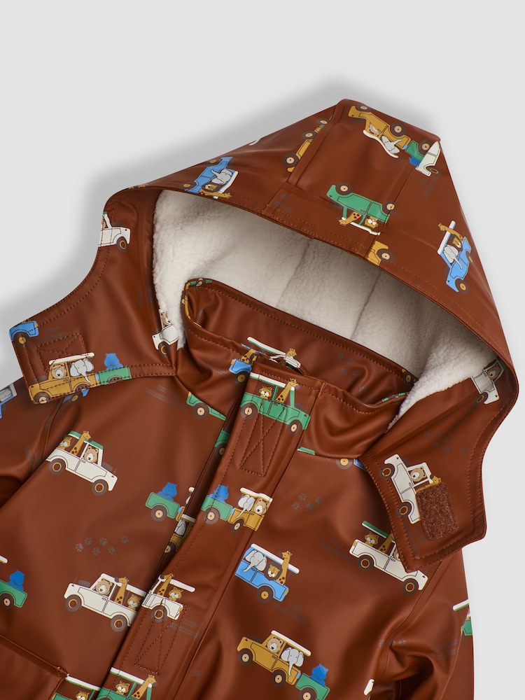 JoJo Maman Bébé Brown Safari Cosy Waterproof Jacket - Image 3 of 3