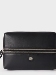 Osprey London The Double Zip Landscape Leather Black Washbag - Image 1 of 4
