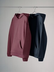 The Set Navy Blue/Berry Red 2 Pack Relaxed Hoodies - Image 2 of 6