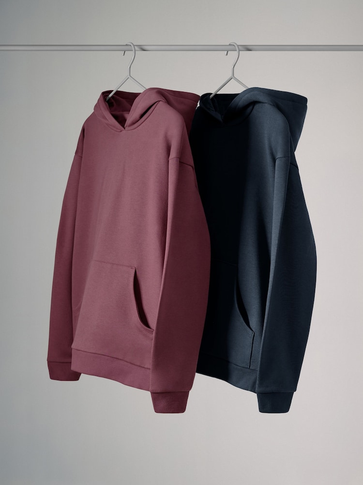 The Set Navy Blue/Berry Red 2 Pack Relaxed Hoodies - Image 2 of 6