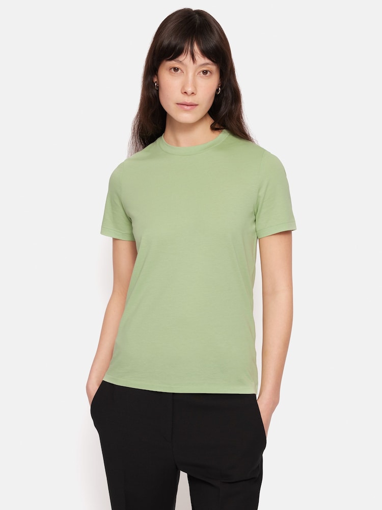Jigsaw Green Chrome Supima 100% Cotton Scoop Neck T-Shirt - Image 1 of 6