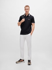 BOSS Black/Orange Tipping Paddy Tipped 100% Cotton Polo Shirt - Image 1 of 5
