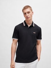 BOSS Black/Orange Tipping Paddy Tipped 100% Cotton Polo Shirt - Image 2 of 5