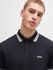 BOSS Black/Orange Tipping Paddy Tipped 100% Cotton Polo Shirt - Image 4 of 5