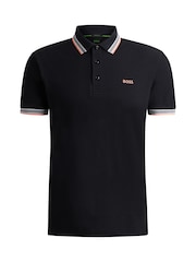 BOSS Black/Orange Tipping Paddy Tipped 100% Cotton Polo Shirt - Image 5 of 5