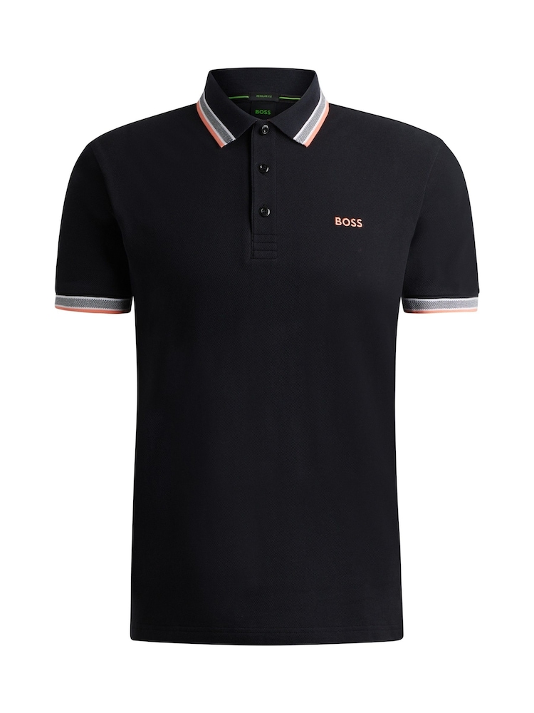BOSS Black/Orange Tipping Paddy Tipped 100% Cotton Polo Shirt - Image 5 of 5