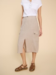 White Stuff Natural Arabella Linen Blend Skirt - Image 1 of 7