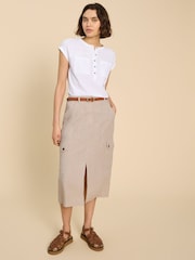 White Stuff Natural Arabella Linen Blend Skirt - Image 3 of 7