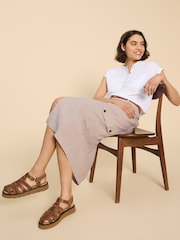 White Stuff Natural Arabella Linen Blend Skirt - Image 4 of 7