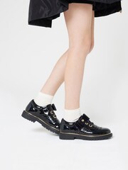 River Island Black Girls Patent Mix Brogues Shoes - Image 1 of 5