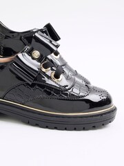 River Island Black Girls Patent Mix Brogues Shoes - Image 5 of 5