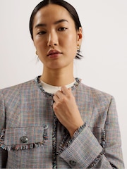 Ted Baker Grey Mayumi Cropped Bouclé Jacket - Image 2 of 6