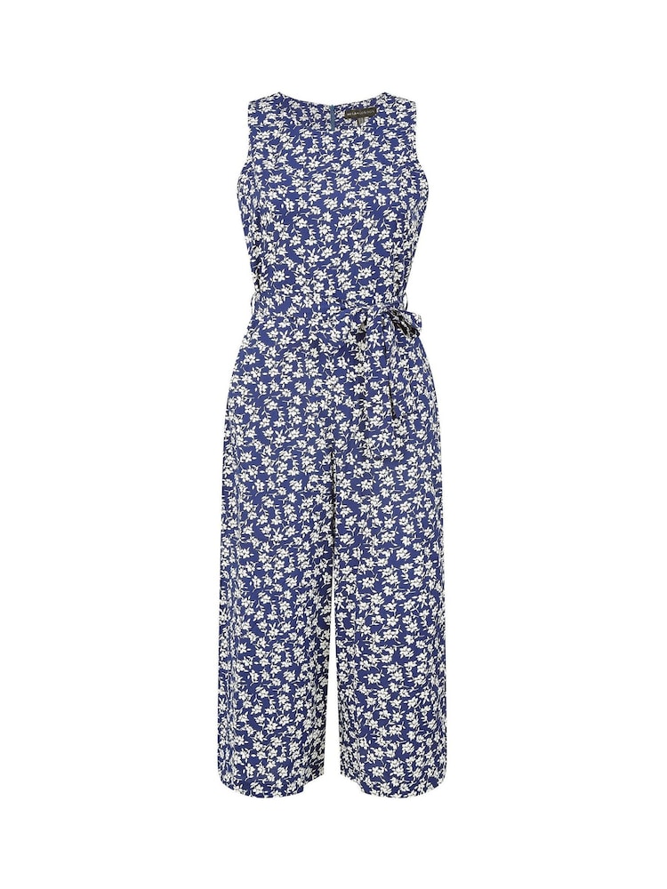 Mela Blue Ditsy Print Culotte Jumpsuit - Image 4 of 4