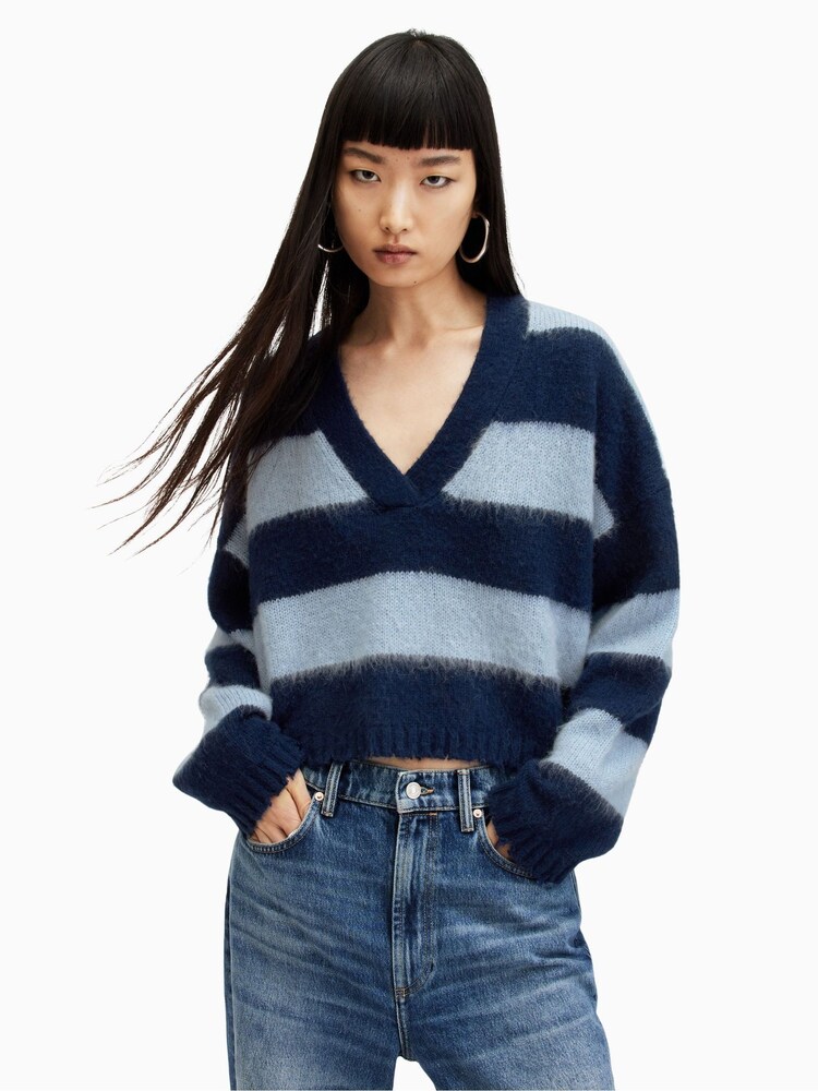 AllSaints Lou Crop V-Neck Jumper - Obraz 1 z 1