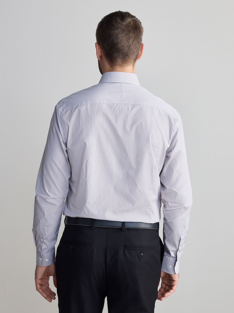 Neutral Stripe Slim Fit Premium Two-Fold Cotton Shirt - Image 3 of 8