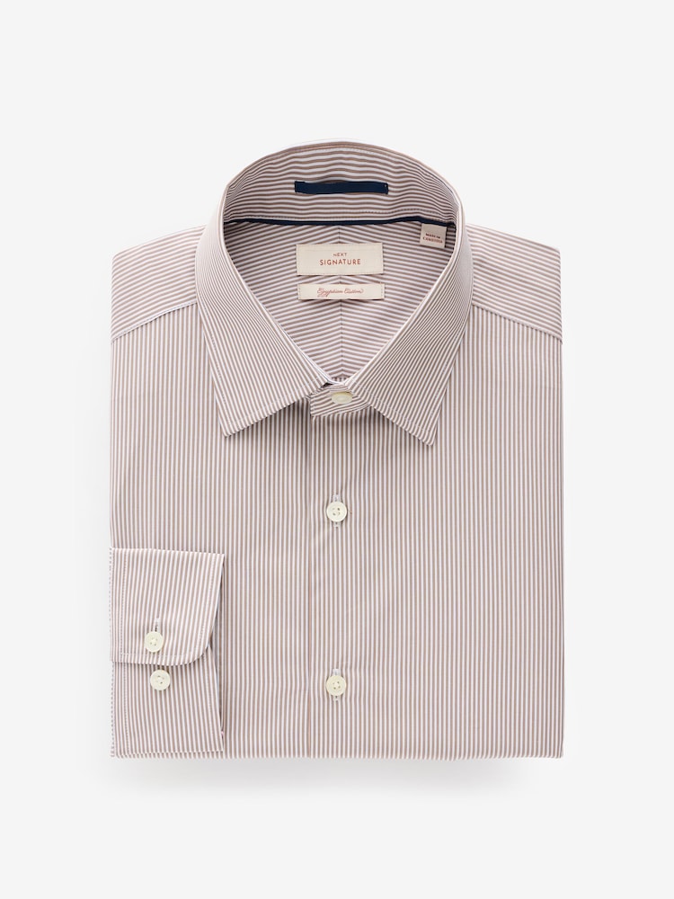 Neutral Stripe Slim Fit Premium Two-Fold Cotton Shirt - Image 6 of 8