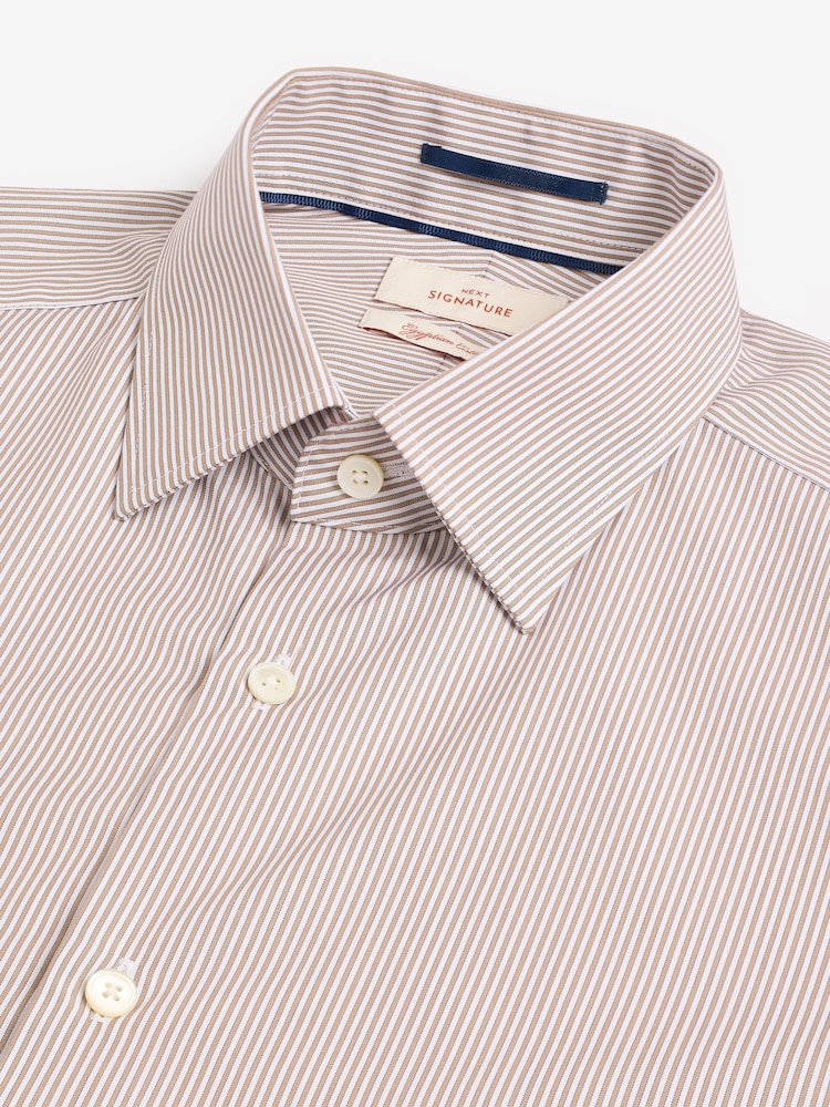Neutral Stripe Slim Fit Premium Two-Fold Cotton Shirt - Image 7 of 8