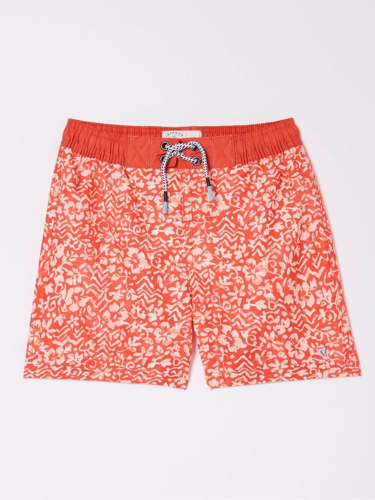 FatFace Orange Pattern Swim Shorts - Image 4 of 4