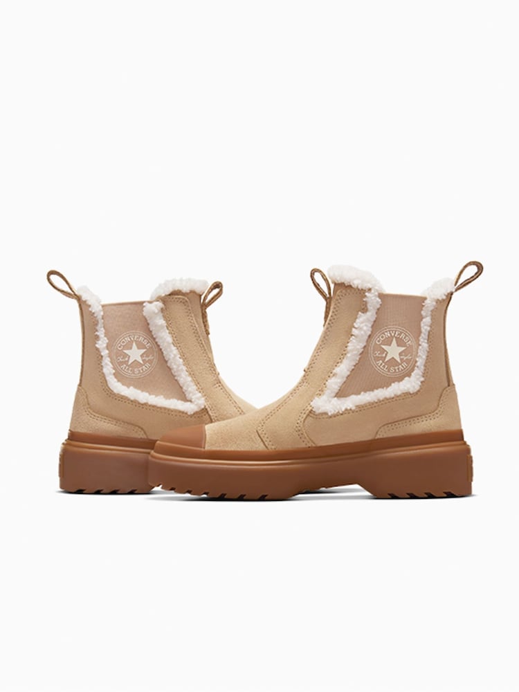 Converse Brown Chuck Taylor Youth Suede Fleece Lined Lugged Chelsea Boots - Image 4 of 6