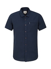Mountain Warehouse Blue Mens Coconut Slub Texture Short Sleeve 100% Cotton Shirt - Image 1 of 5