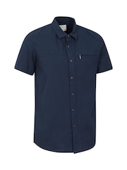 Mountain Warehouse Blue Mens Coconut Slub Texture Short Sleeve 100% Cotton Shirt - Image 2 of 5
