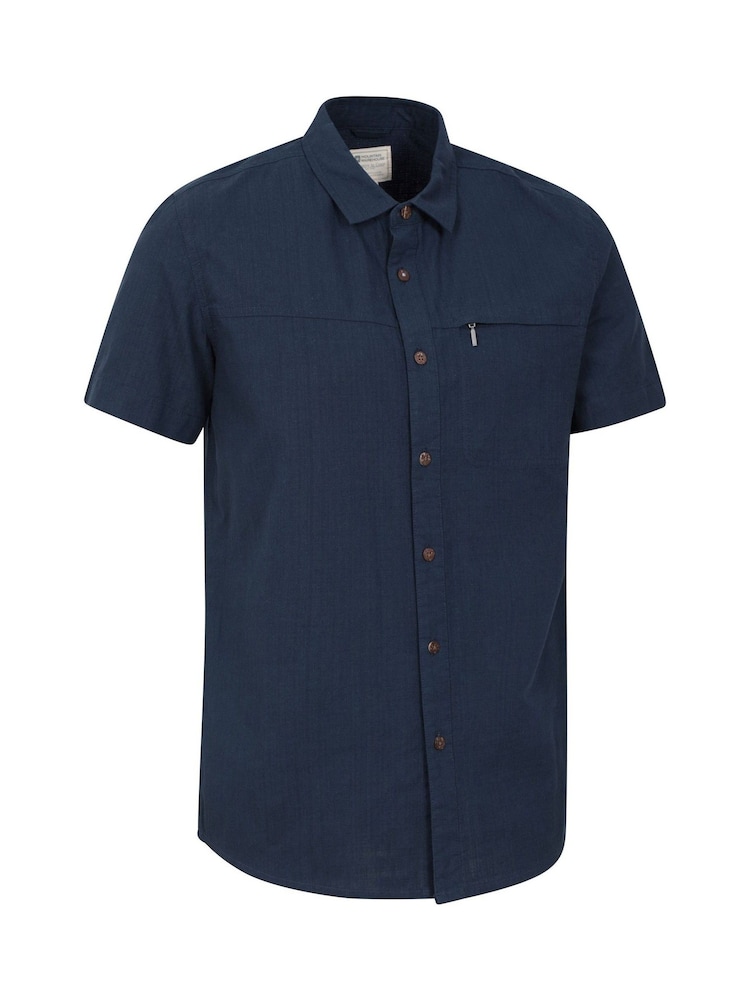 Mountain Warehouse Blue Mens Coconut Slub Texture Short Sleeve 100% Cotton Shirt - Image 2 of 5
