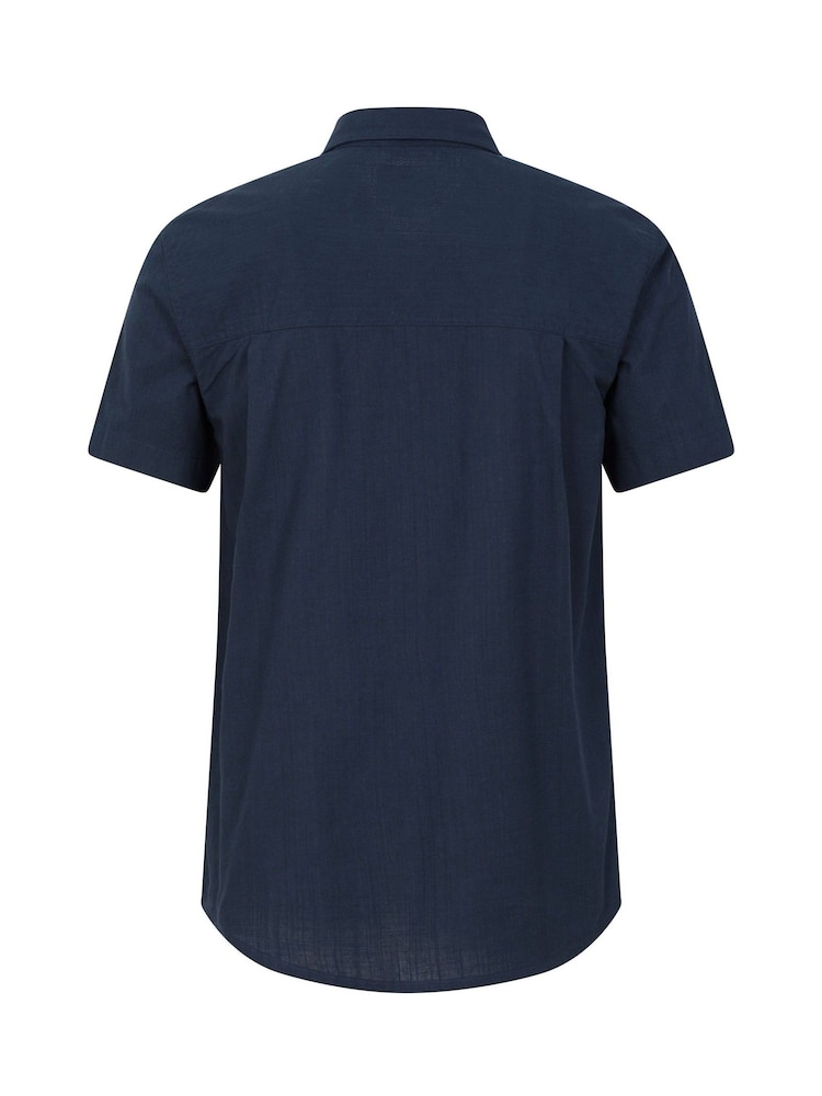 Mountain Warehouse Blue Mens Coconut Slub Texture Short Sleeve 100% Cotton Shirt - Image 4 of 5
