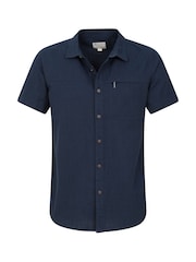 Mountain Warehouse Blue Mens Coconut Slub Texture Short Sleeve 100% Cotton Shirt - Image 5 of 5