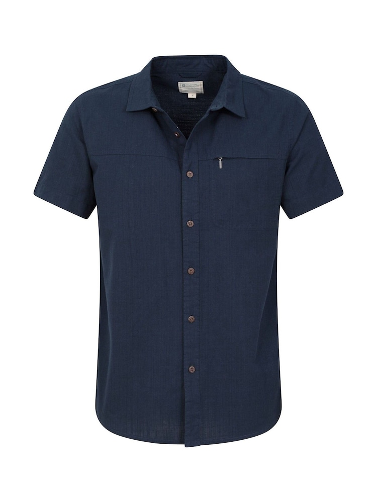 Mountain Warehouse Blue Mens Coconut Slub Texture Short Sleeve 100% Cotton Shirt - Image 5 of 5