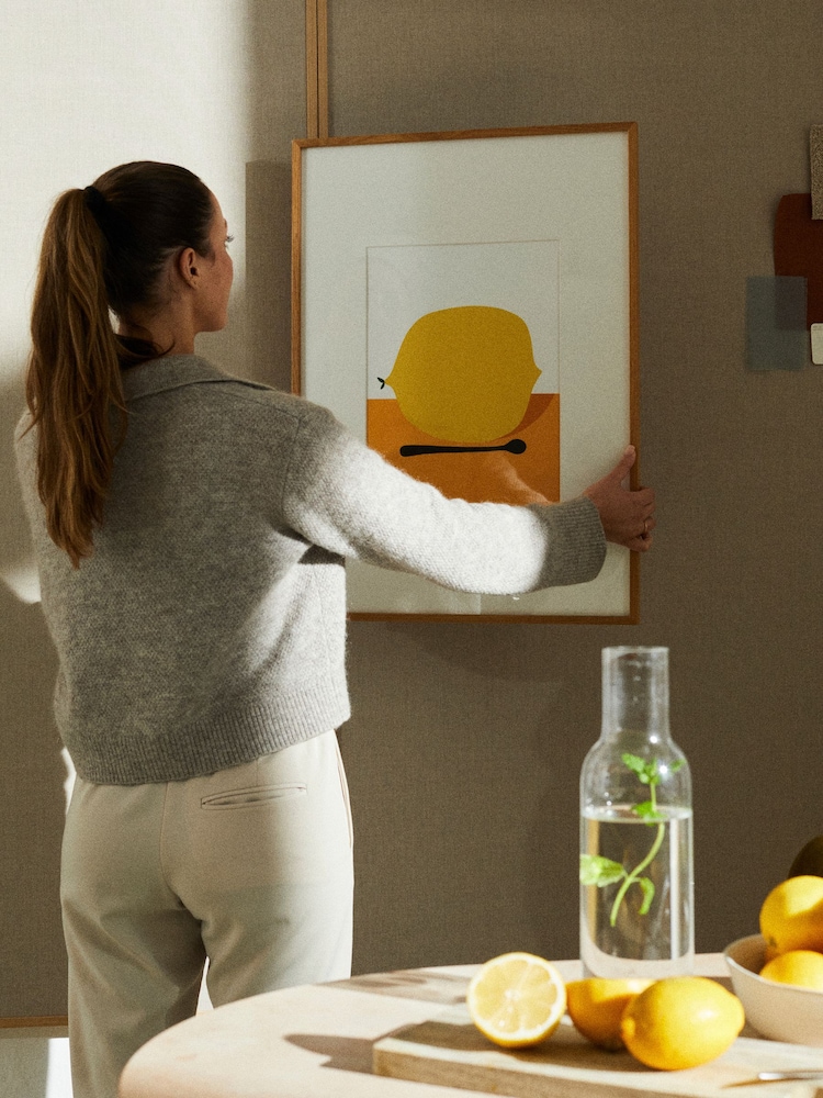 Paper Collective Yellow Citron Framed Wall Art Print in Natural Oak Frame - Image 1 of 3