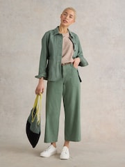 White Stuff Green Tia Wide Leg Crop Jeans - Image 1 of 7